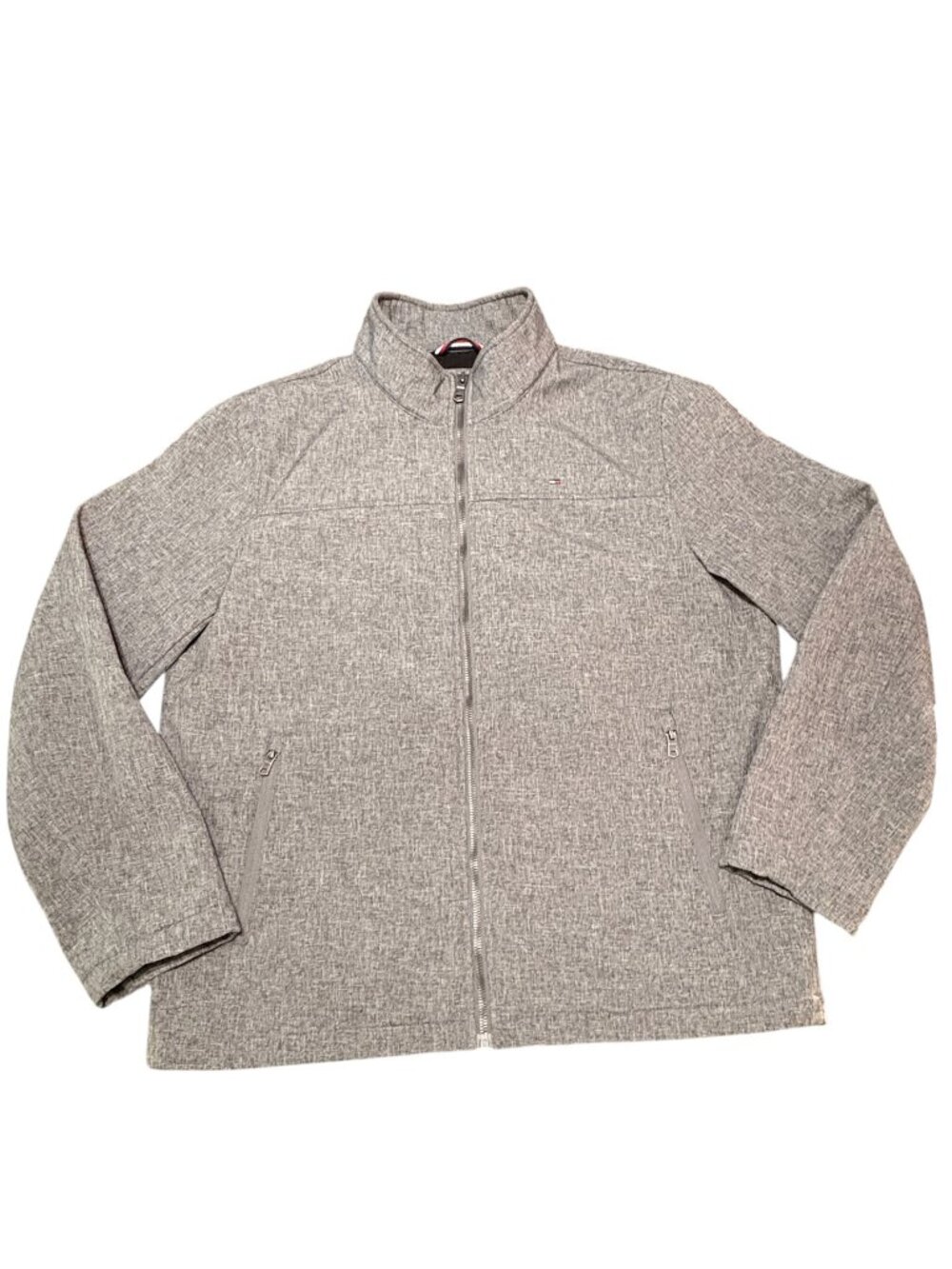 Tommy Hilfiger Gray Full Zip Soft Shell Wind/Water Resistant Jacket Mens Large